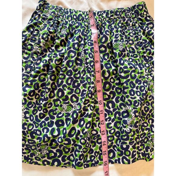 LILLY PULITZER XS THRILL‎ OF THE CHASE NAVY GREEN SKIRT CHEETAH Pockets - Picture 8 of 9